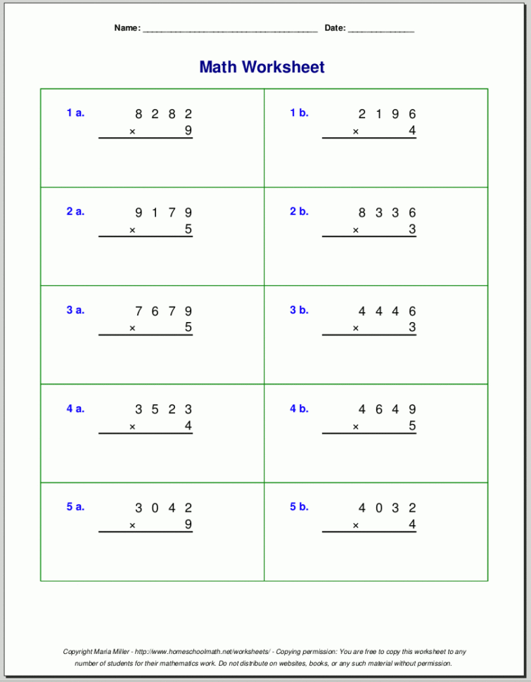 Multiplication Spreadsheet With Regard To Grade 4 Multiplication Worksheets