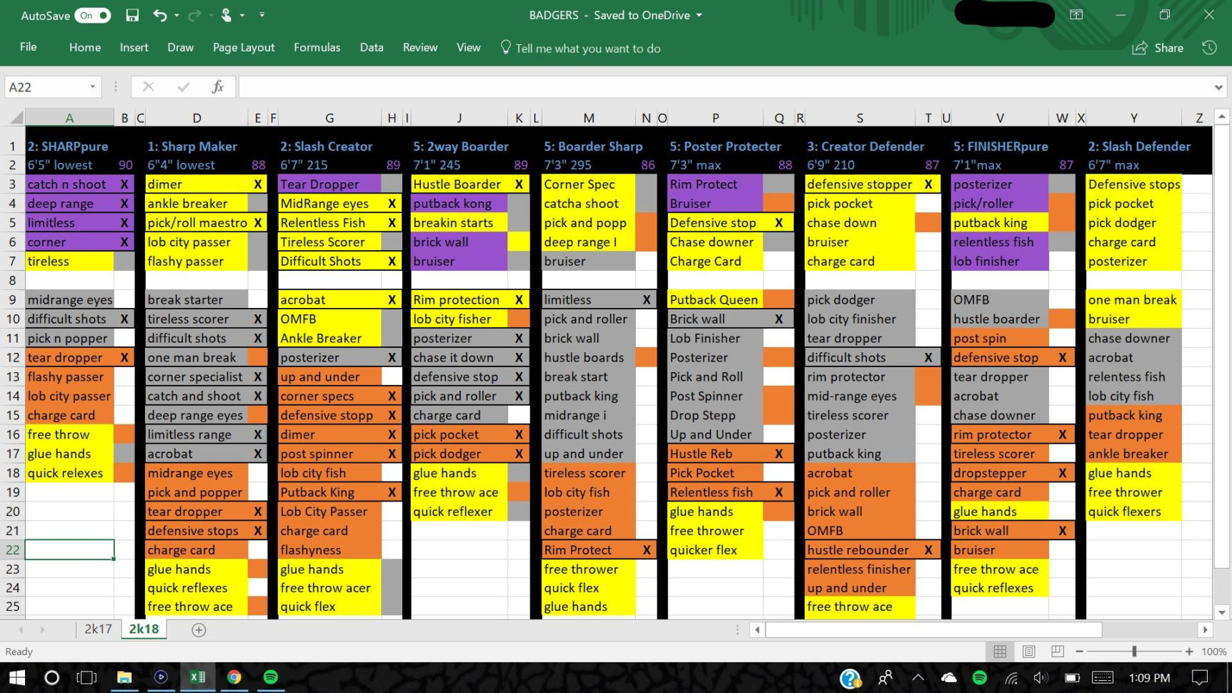 Nba 2K19 Badges Spreadsheet Pertaining To Ocd Spreadsheet I Made To Keep Track Of My Badges/players : Nba2K Nba 2K19 Badges Spreadsheet Pertaining To Ocd Spreadsheet I Made To Keep Track Of My Badges/players : Nba2K