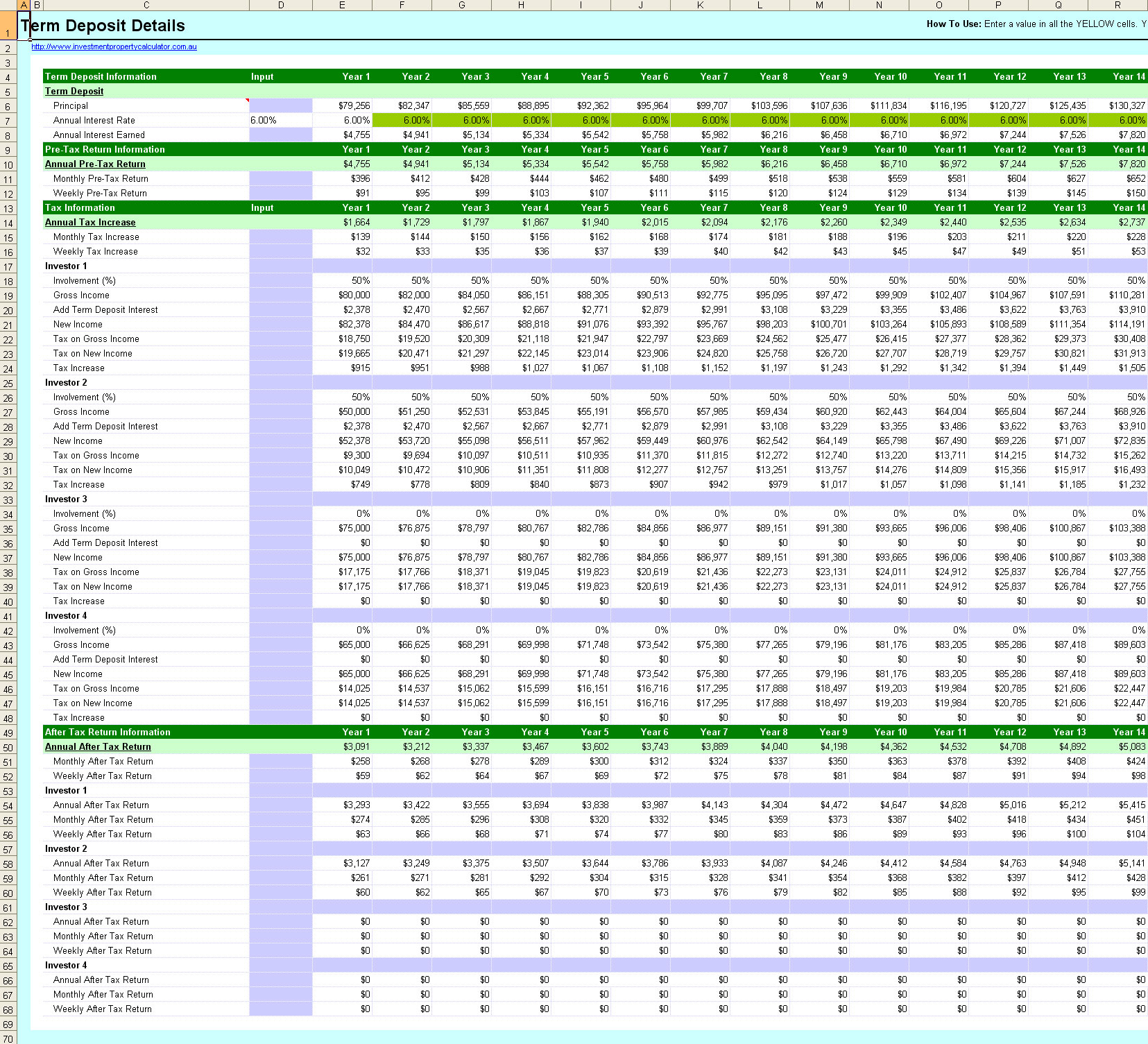 Negative Gearing Spreadsheet Pertaining To Standard Negative Gearing Calculator  Property Investment