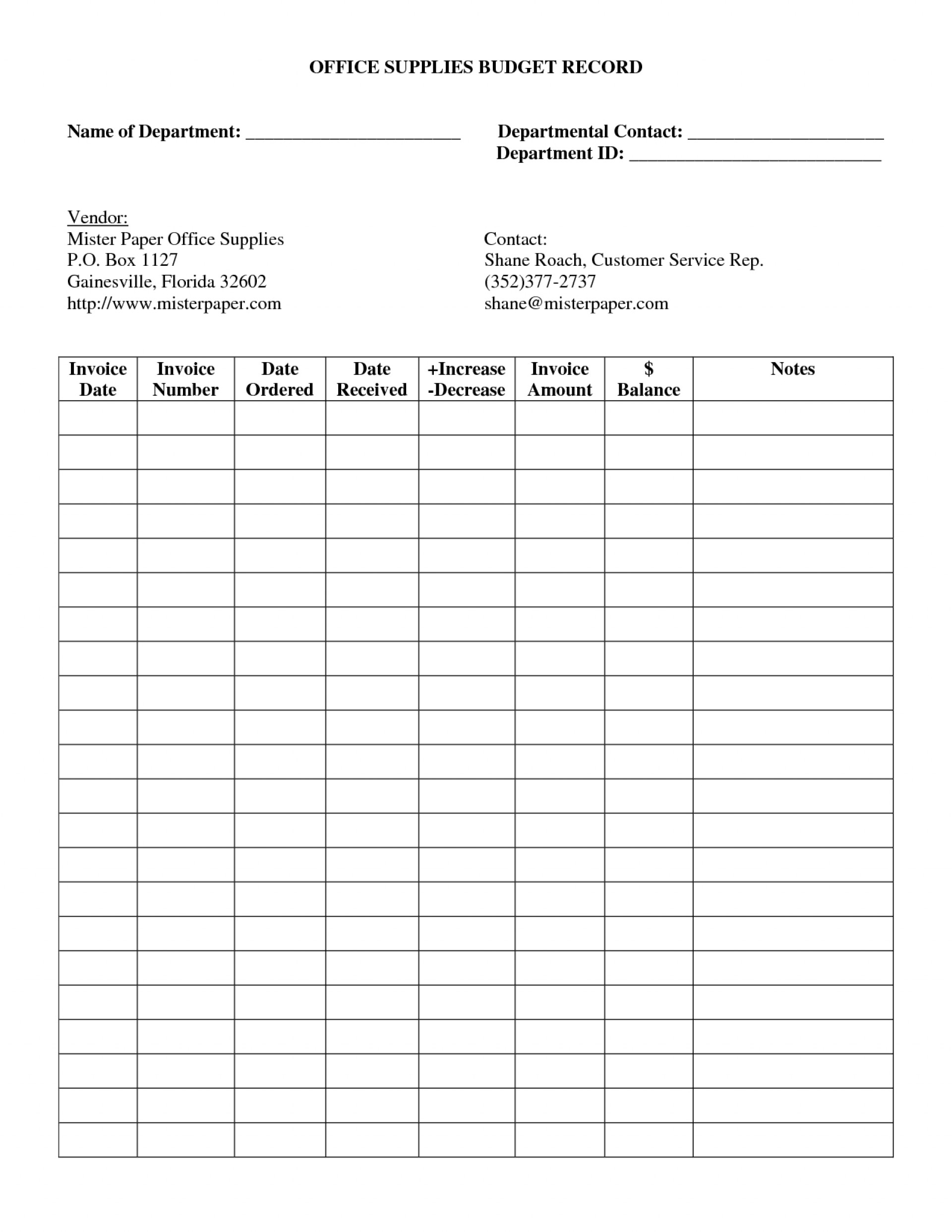 Printable Supply Order Form Template - Printable World Holiday
