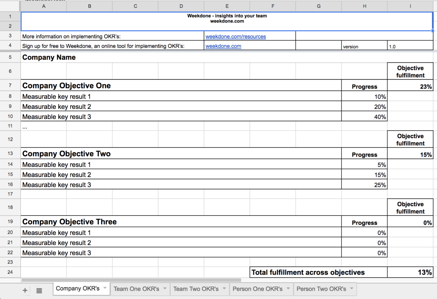 Okr Google Spreadsheet Within Why You Shouldn't Use Spreadsheets To Set And Track Your Team Goals