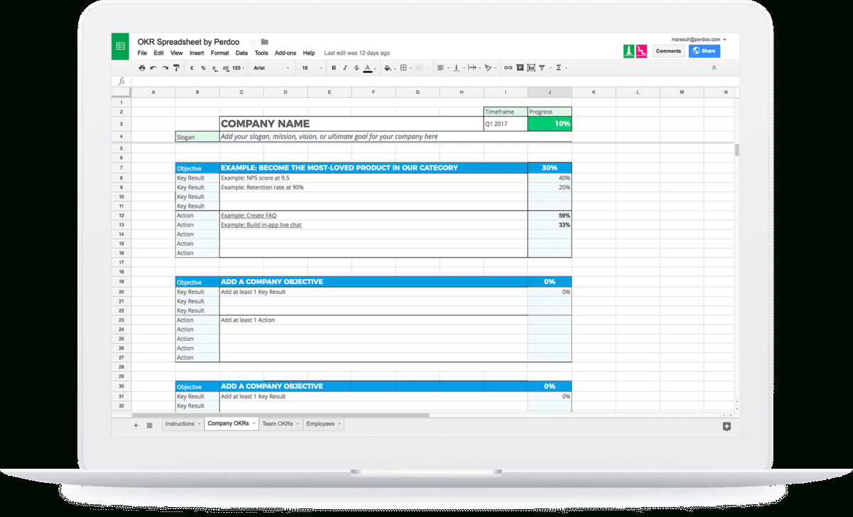 Okr Spreadsheet Template Regarding Okr  The Ultimate Guide To Objectives And Key Results