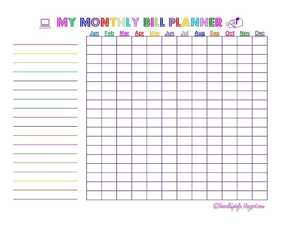 Online Bill Organizer Spreadsheet for Monthly Bill Planner My Printable