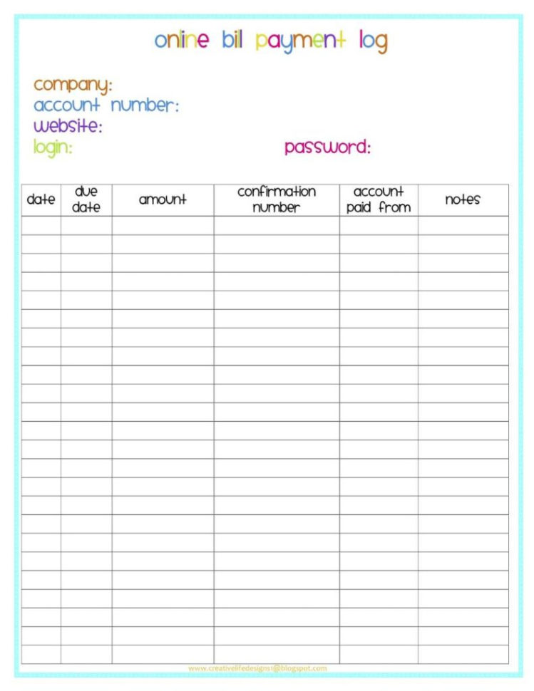 Online Bill Organizer Spreadsheet Regarding Monthly Bills Template Spreadsheet And Online Bill Payment Log Do It