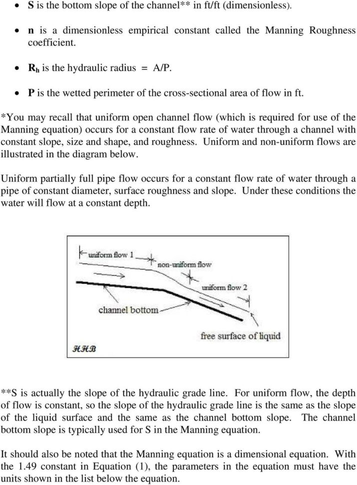 Open Channel Flow Calculator Spreadsheet Inside Spreadsheet Use For Partially Full Pipe Flow Calculations  Pdf