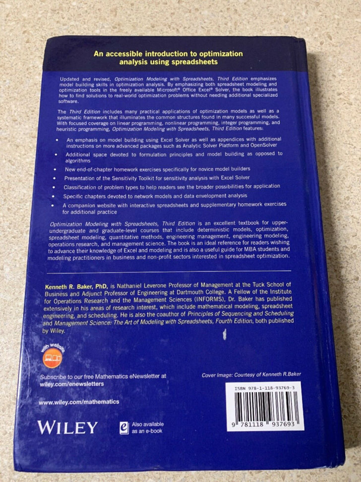 Optimization Modeling With Spreadsheets 3Rd Edition Solutions With Regard To Optimization Modeling With Spreadsheetskenneth R. Baker 2015 Optimization Modeling With Spreadsheets 3Rd Edition Solutions With Regard To Optimization Modeling With Spreadsheetskenneth R. Baker 2015