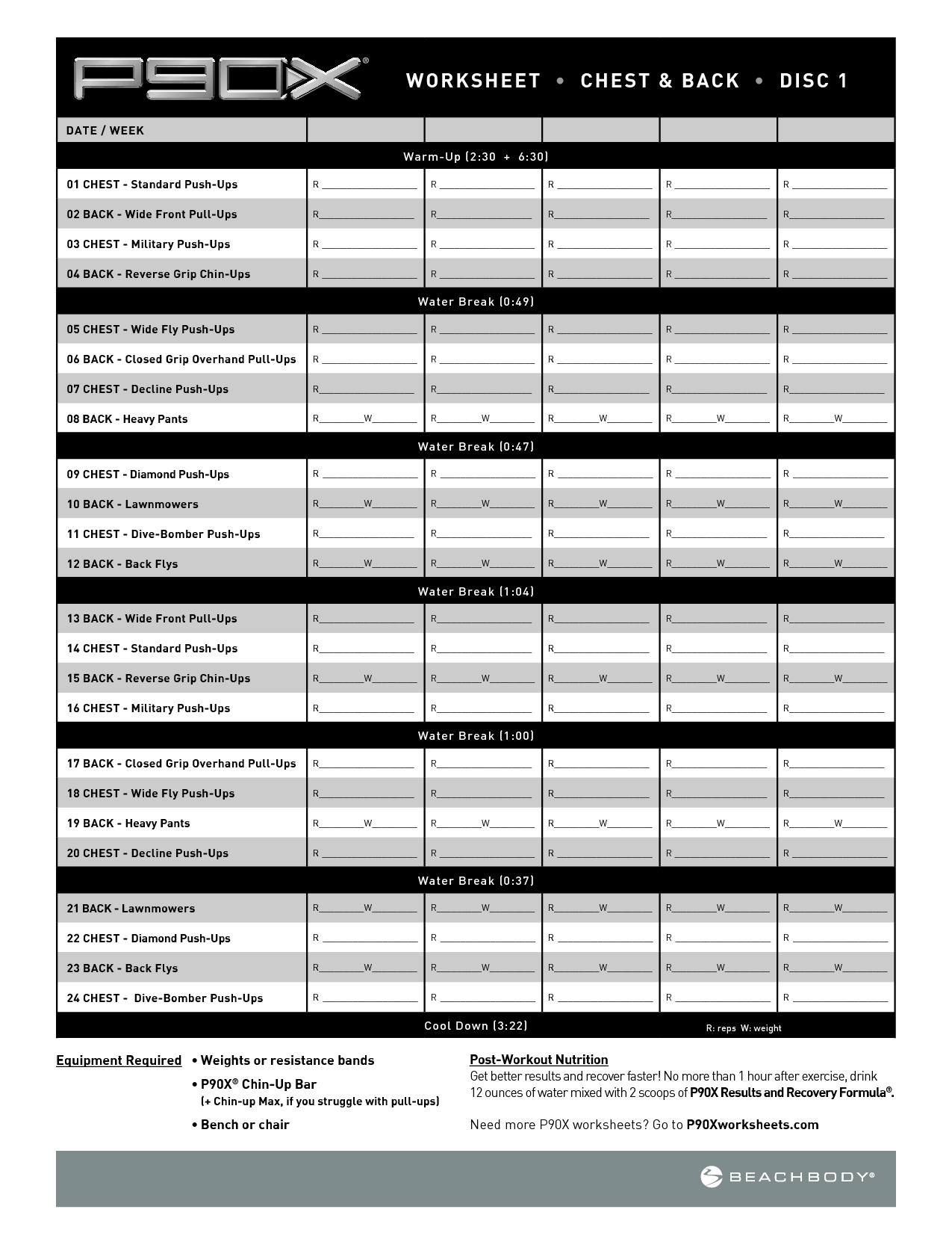 P90X Excel Spreadsheet Intended For P90X Classic Routine Excel Spreadsheet  Homebiz4U2Profit