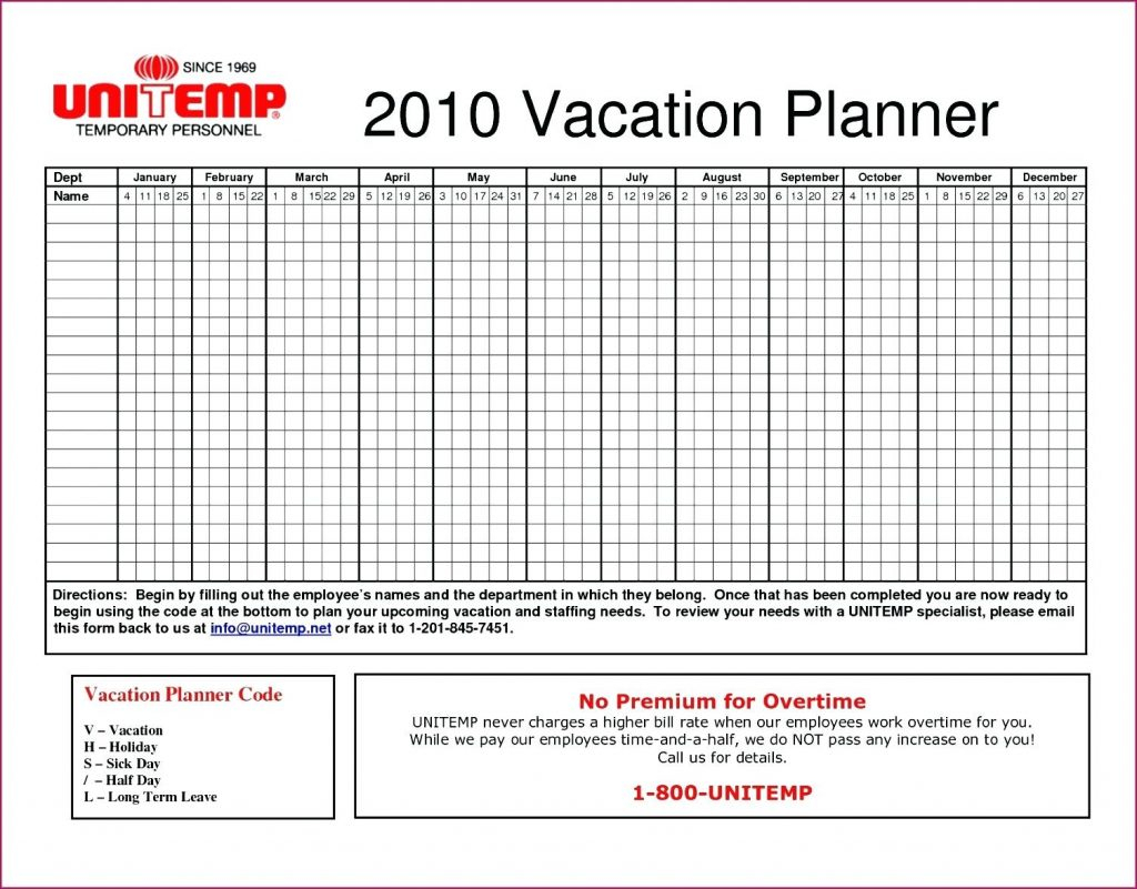Paid Time Off Tracking Excel Spreadsheet —