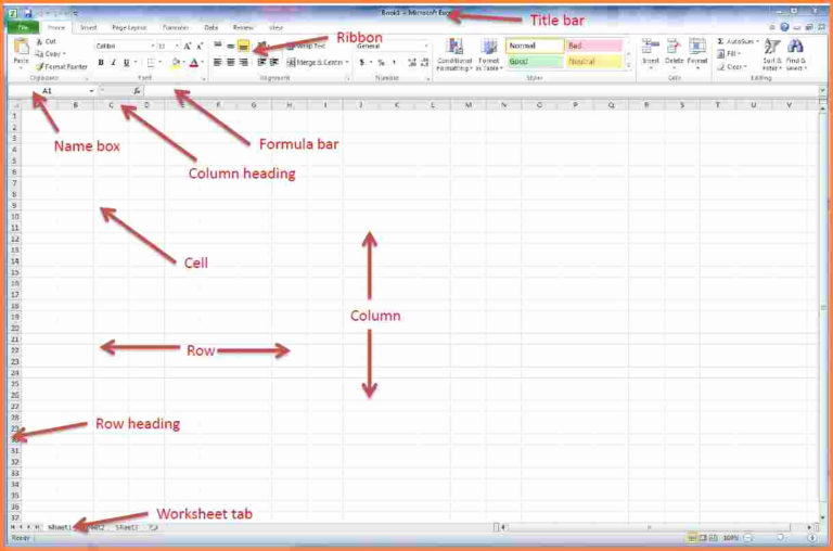 parts of a spreadsheet microsoft excel