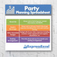 Party Expense Spreadsheet With Regard To Party Planning Excel Spreadsheet Template Food  Beverage  Etsy