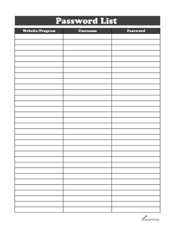 Password Excel Spreadsheet throughout 39 Best Password List Templates ...