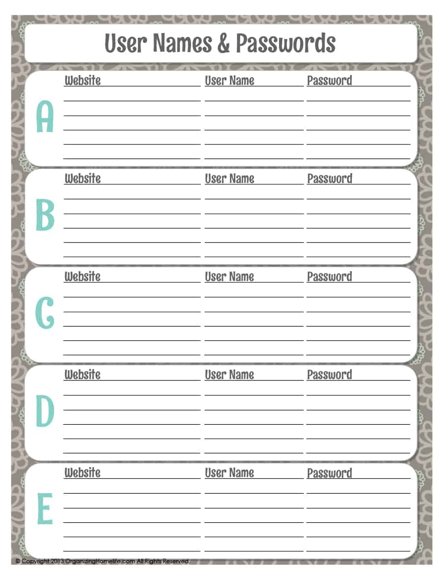 Password Manager Spreadsheet Inside 39 Best Password List Templates