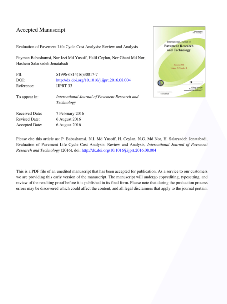 Pavement Life Cycle Cost Analysis Spreadsheet Regarding Pdf Life Cycle Cost Analysis For Pavement Type Selection