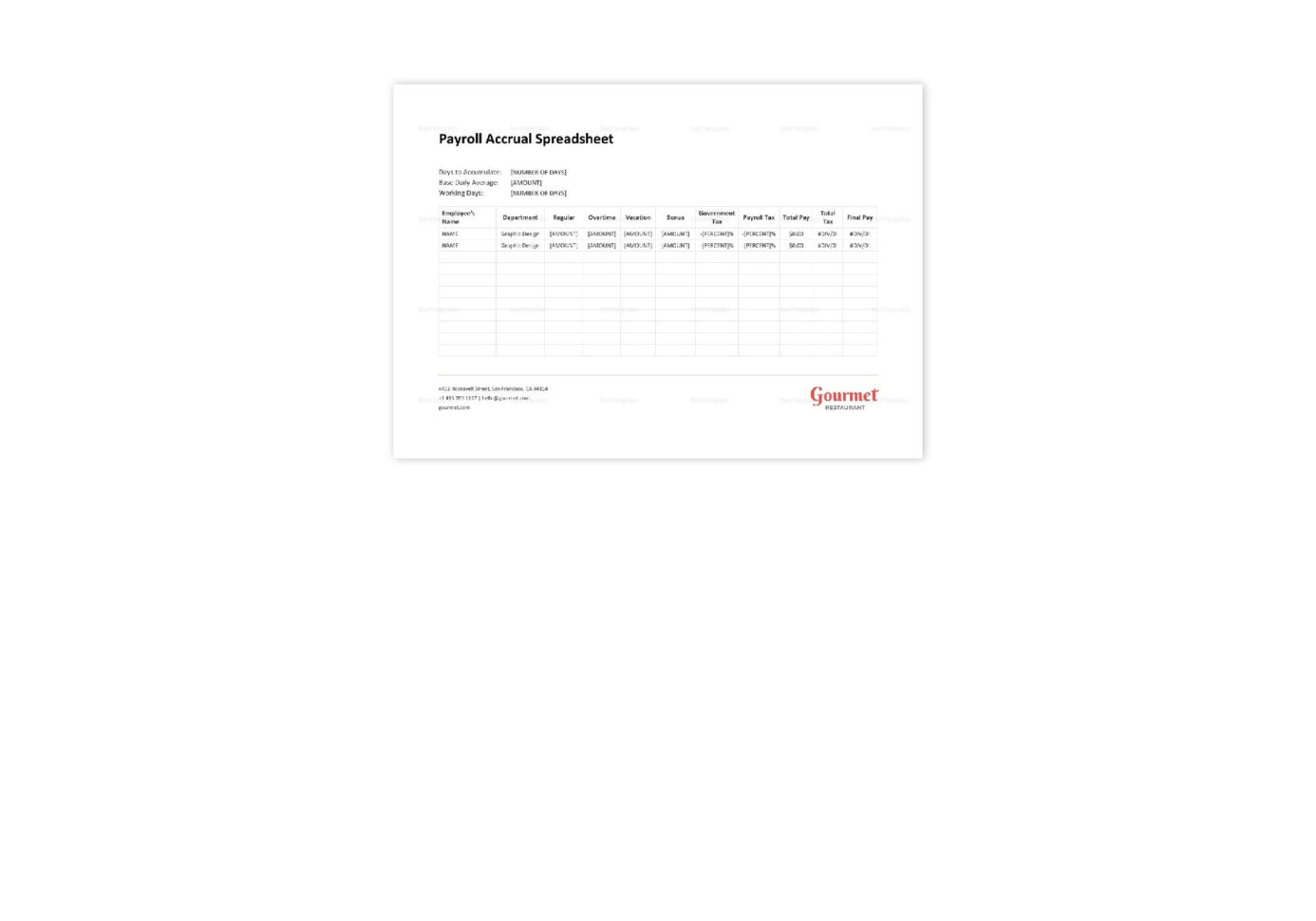 Payroll Accrual Spreadsheet Template Within Restaurant Payroll Accrual Spreadsheet Template In Word, Excel Payroll Accrual Spreadsheet Template Within Restaurant Payroll Accrual Spreadsheet Template In Word, Excel