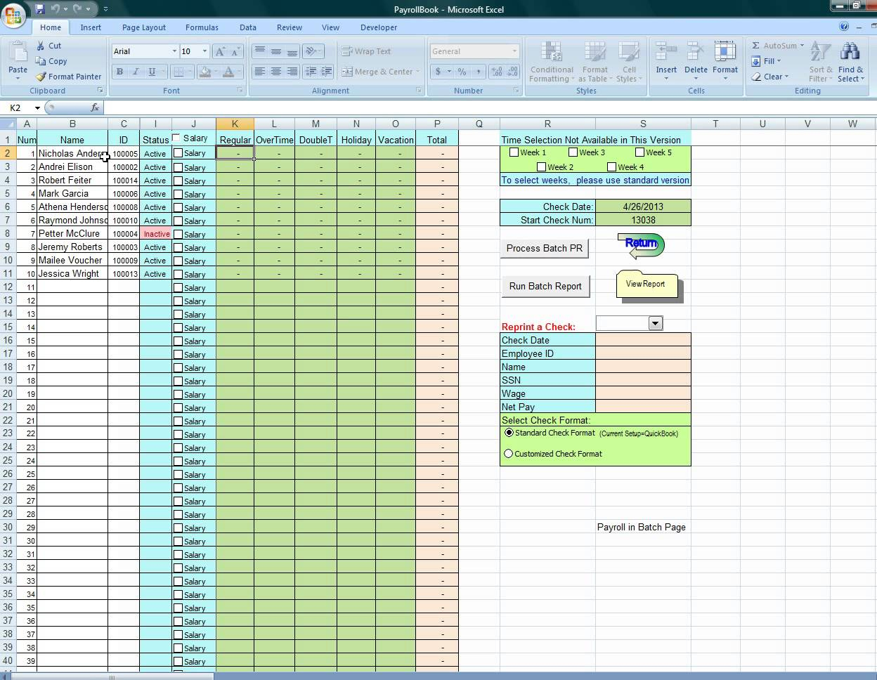 payroll template - excel free download