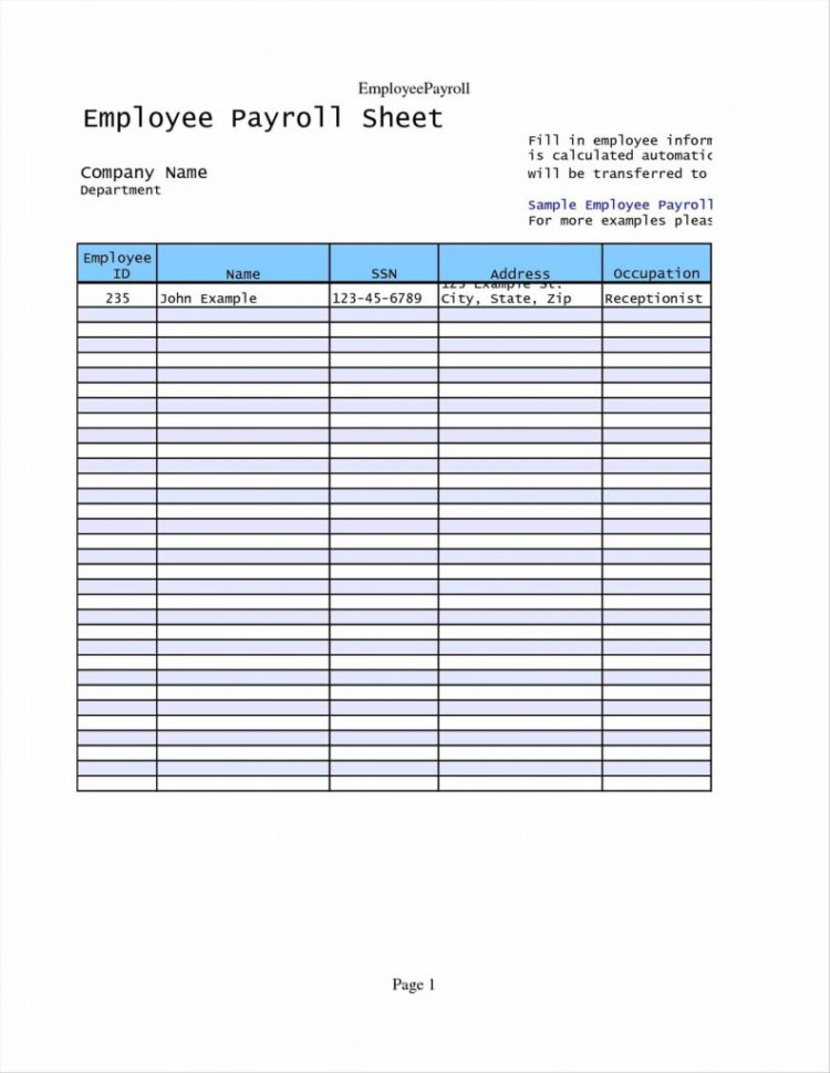 Payroll Spreadsheet Examples In Example Of Simple Payroll Spreadsheet Sampleger Template Templatez