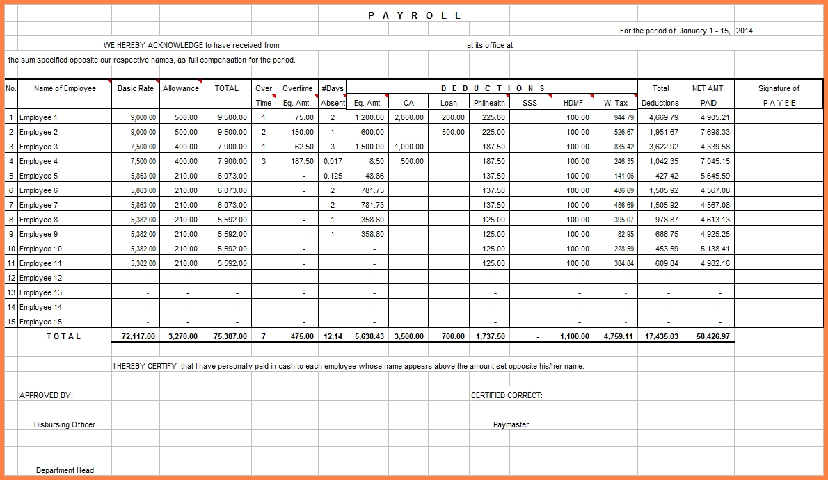 Payroll Spreadsheet Template Uk Excelxo Com Bank2home