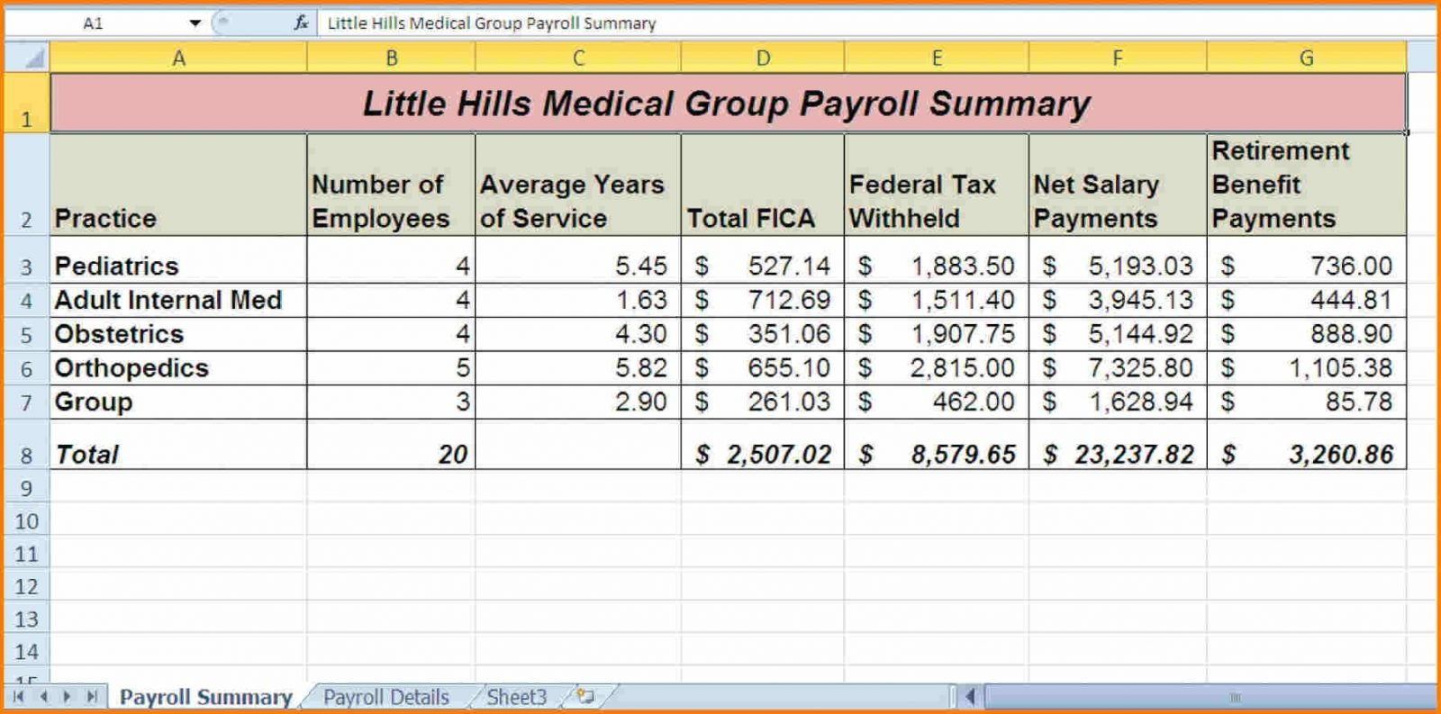 Payroll Spreadsheet Example