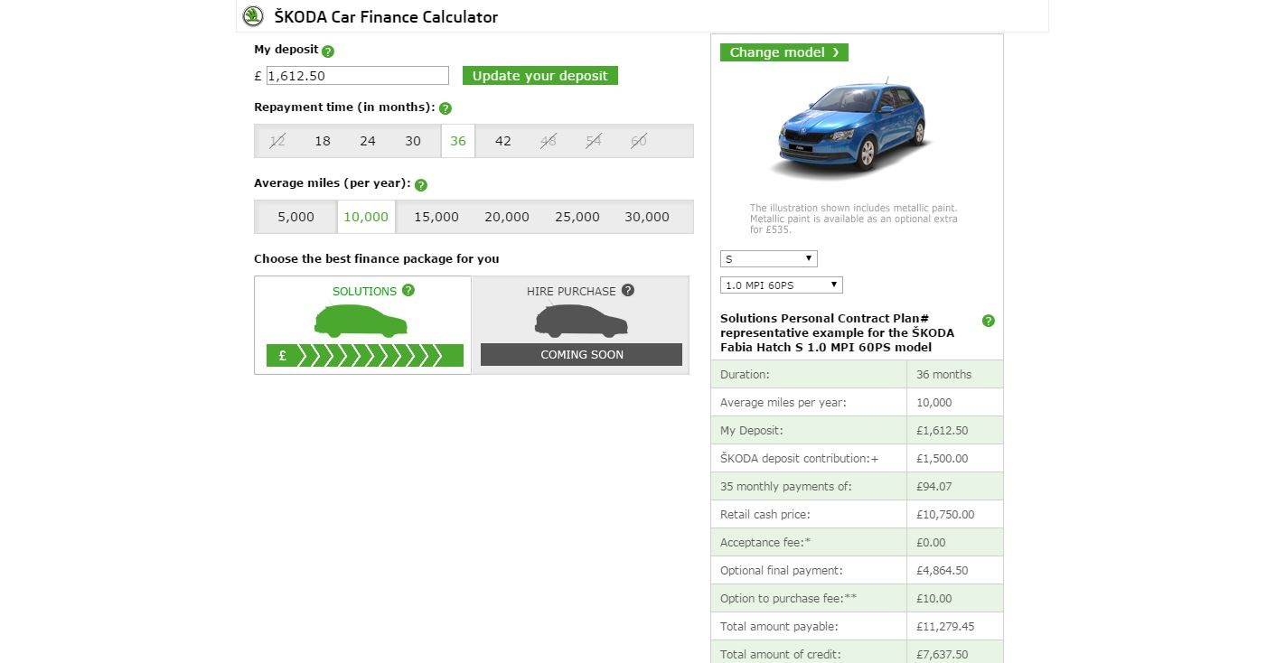 pcp car finance calculator online