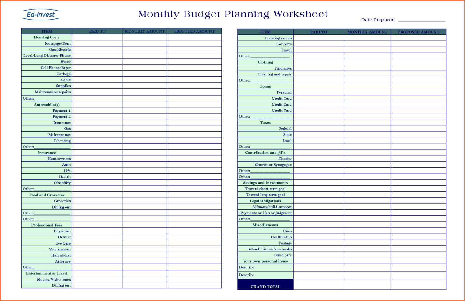 Personal Budget Planner Spreadsheet Regarding Budget Planning Spreadsheet Invoice Template Business Excel Sheet