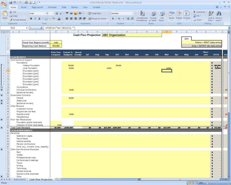 Personal Cash Flow Spreadsheet Template Free within Cash Flow Statement ...