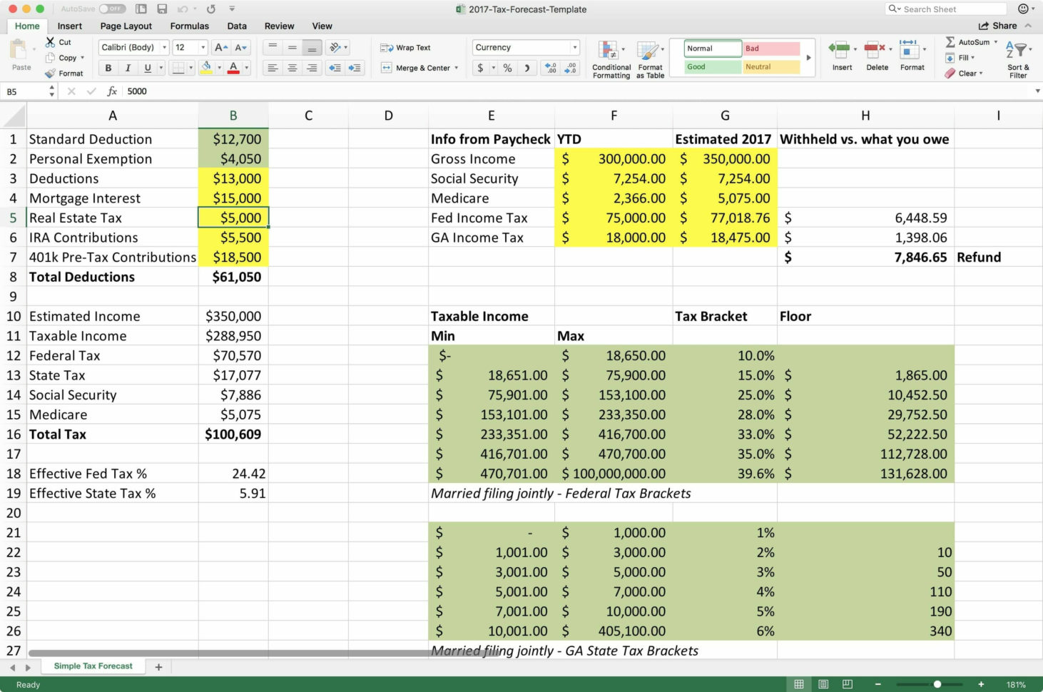 Personal Income Tax Spreadsheet in Personal Income Tax Spreadsheet