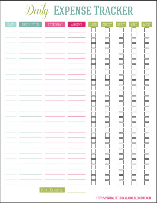 weekly expense tracker printable