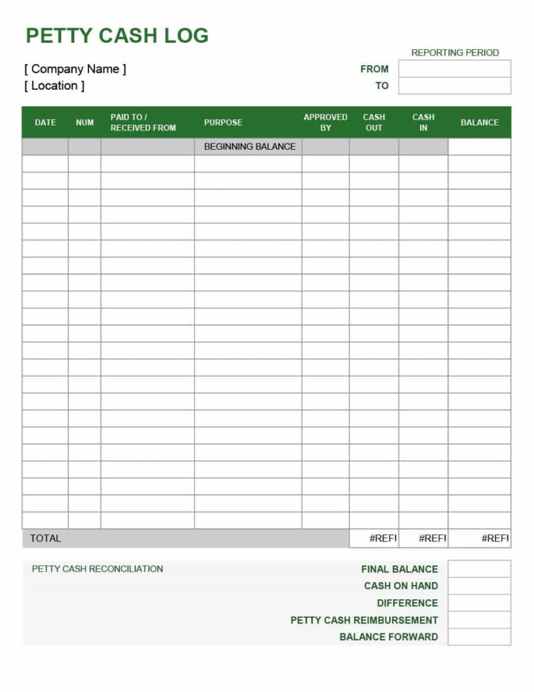 Petty Cash Spreadsheet Example With 40 Petty Cash Log Templates  Forms [Excel, Pdf, Word]  Template Lab