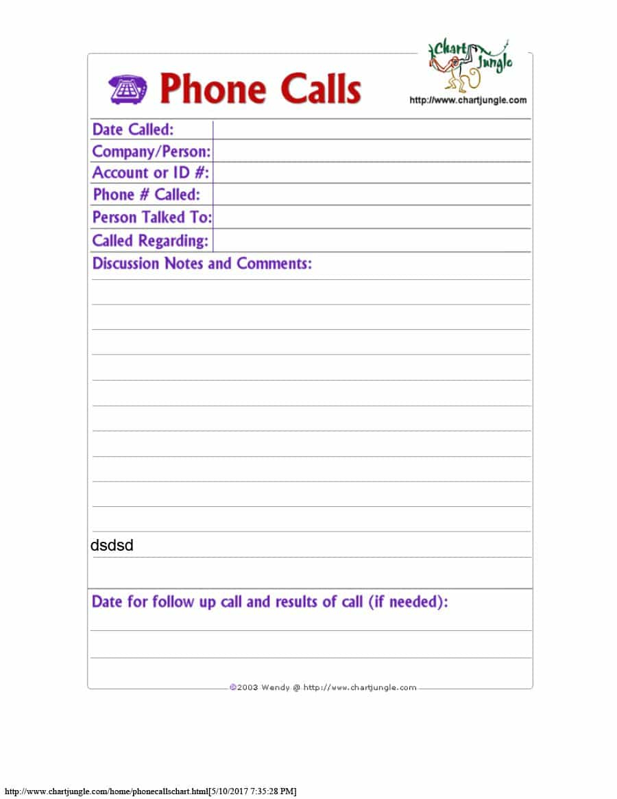 Phone Call Tracking Spreadsheet With 40 Printable Call Log Templates 