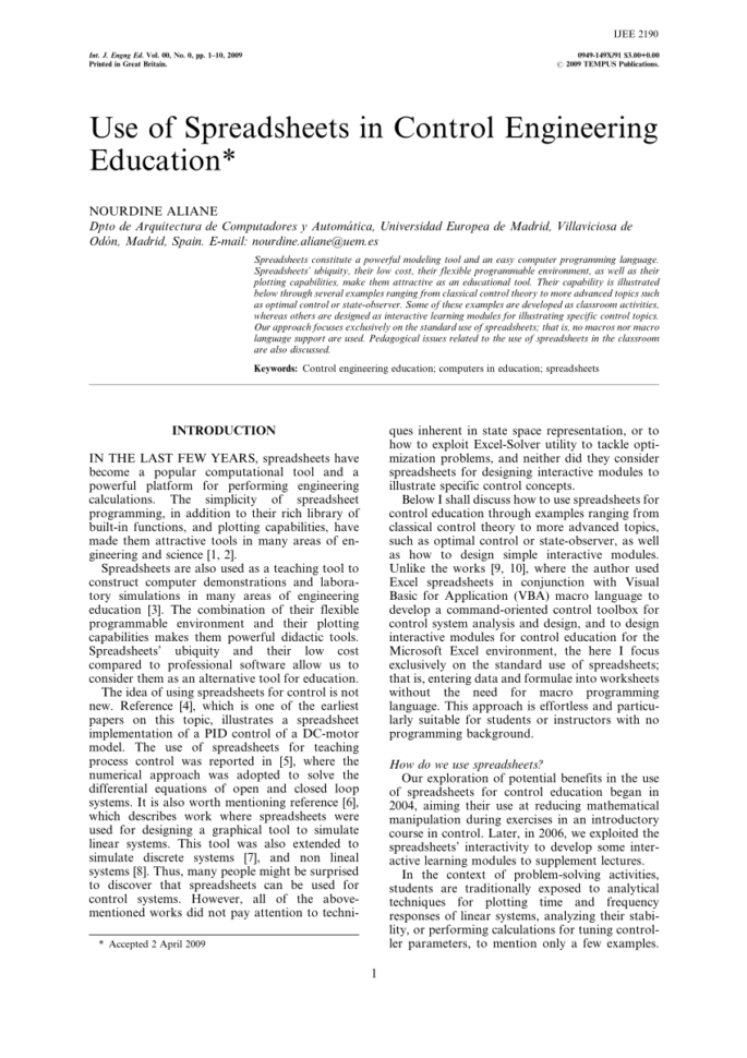 Pid Loop Tuning Spreadsheet For Pdf Spreadsheetbased Control System Analysis And Design [Focus On