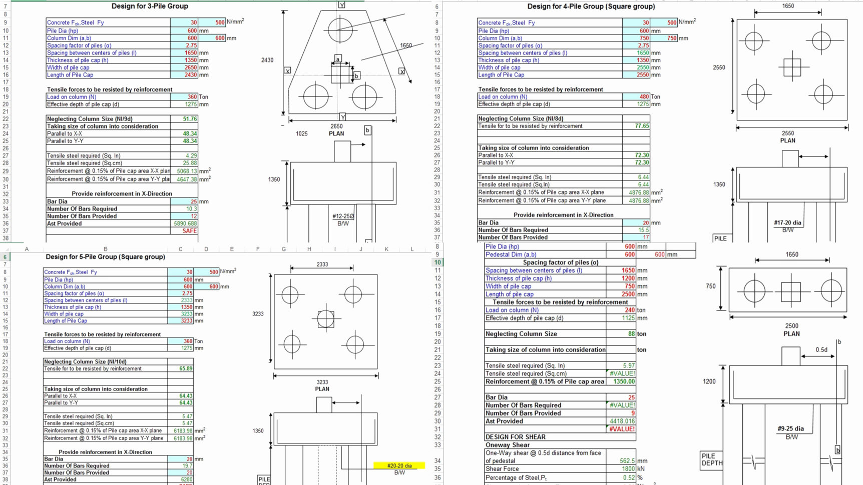 Pile Cap Design Spreadsheet Pertaining To Pile Cap Design Spreadsheet  Aljererlotgd