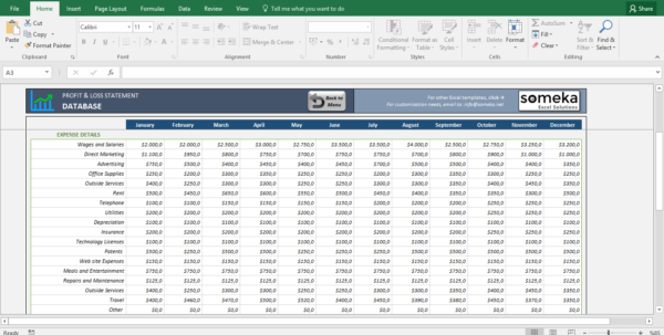 P&l Spreadsheet For Profit And Loss Statement Template Free Excel ...