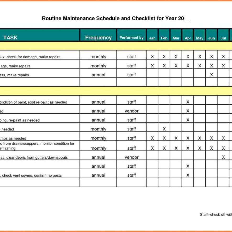 Planned Preventative Maintenance Spreadsheet for Preventive Maintenance