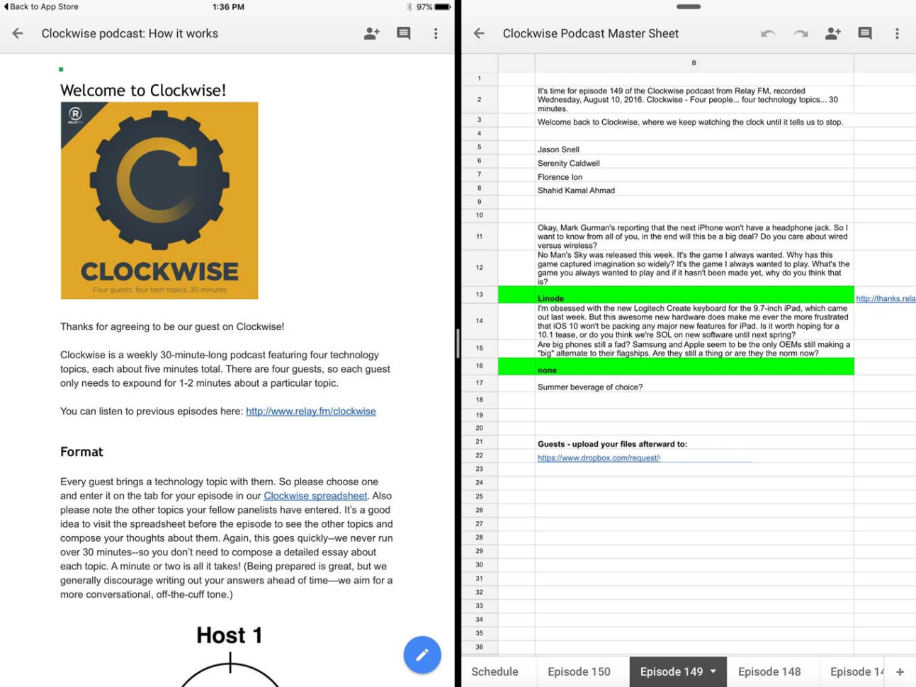 Pm Podcast Episode Spreadsheet With Regard To Google Docs, Sheets Get Ios 9 Split Screen Finally  Six Colors