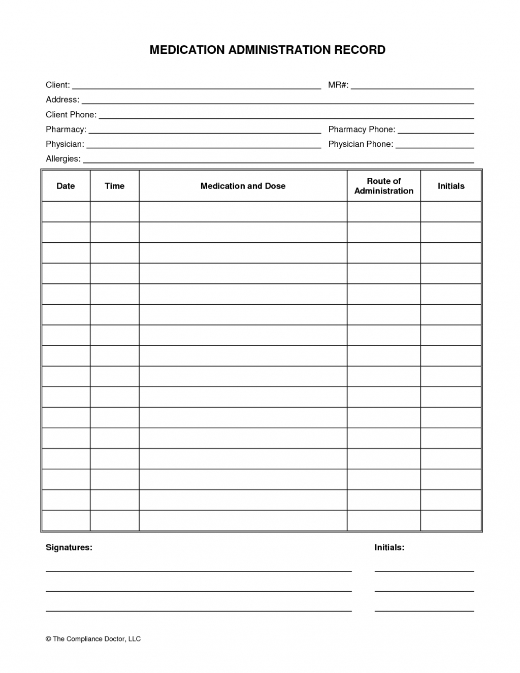 Prescription Refill Spreadsheet Inside Medication Administration Record Form Organization Pinterest Sheet
