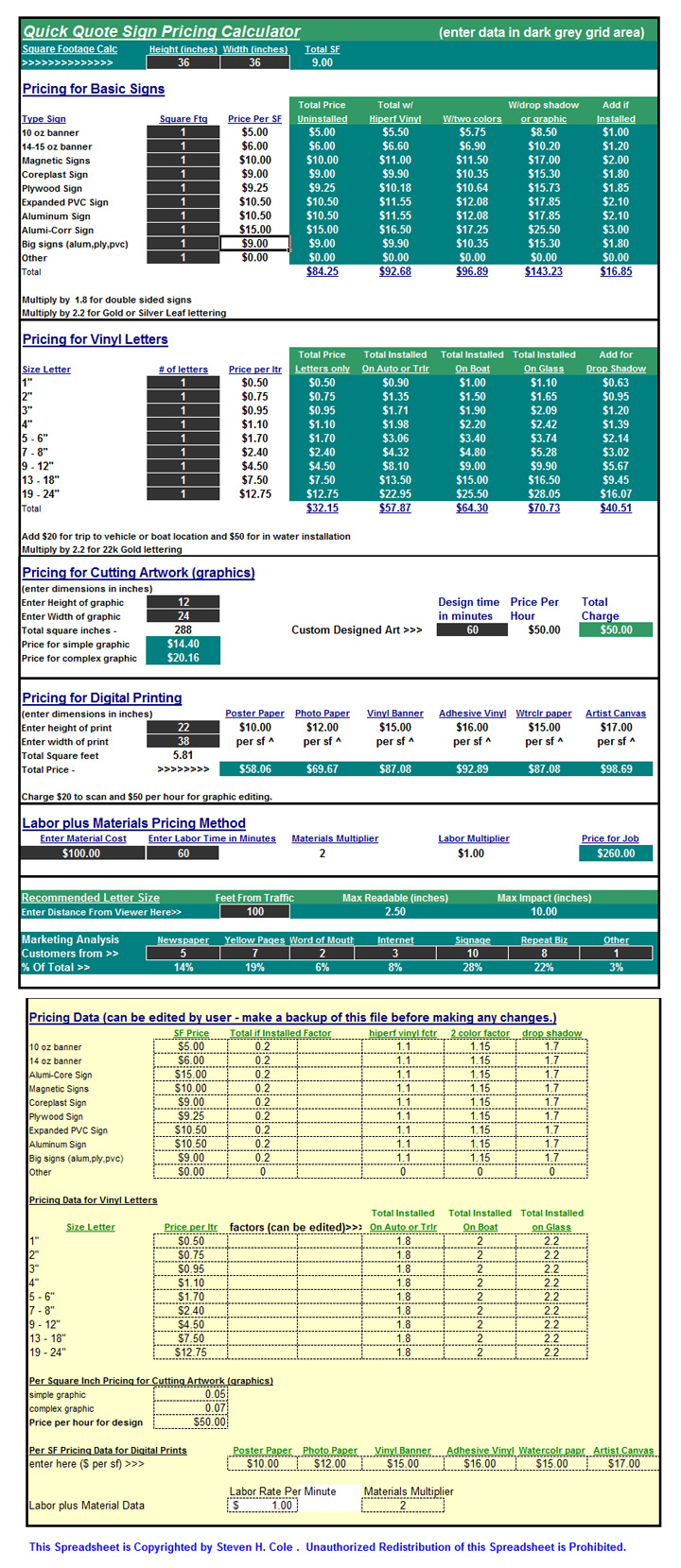 Pricing Spreadsheet For Pricing And Business Spreadsheets  Business Specific Spreadsheets