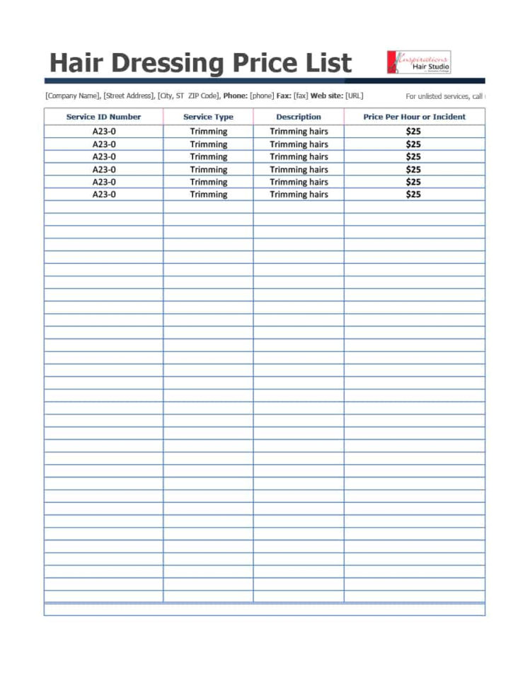 Pricing Spreadsheet Template Inside 40 Free Price List Templates Price Sheet Templates  Template Lab