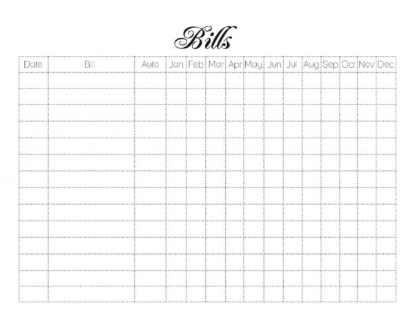 Printable Spreadsheet For Monthly Bills in 020 Template Ideas Printable