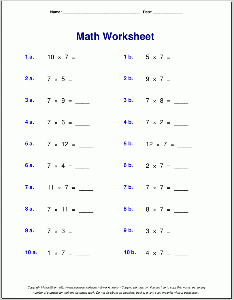 Printable Spreadsheets Made Easy throughout Free Math Worksheets