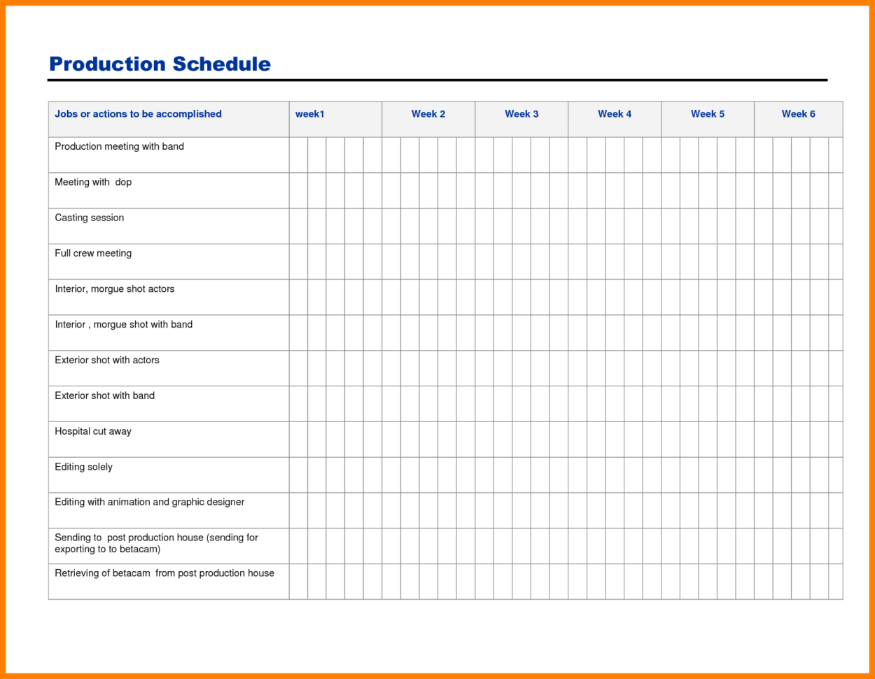 Production Schedule Spreadsheet Template with regard to 12+ Job Shop