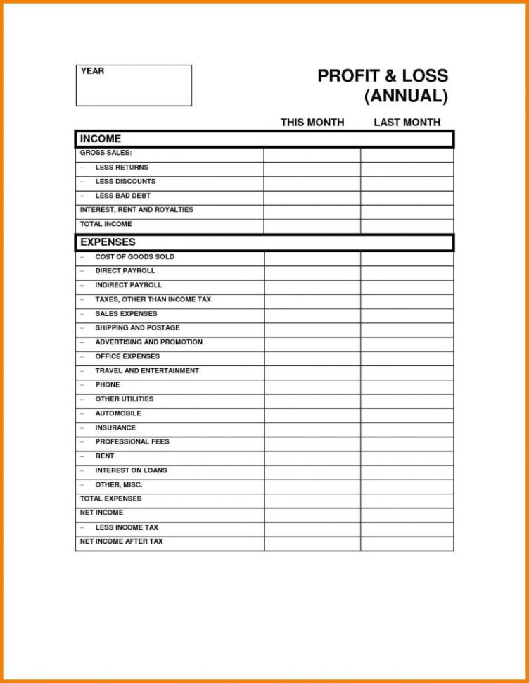 Profit And Loss Spreadsheet Free Download With Regard To Profit  Loss Statement Example And Template Free Download Best