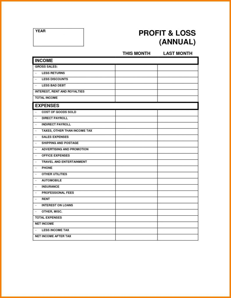 Profit And Loss Spreadsheet Free Download With Regard To Profit  Loss Statement Example And Template Free Download Best