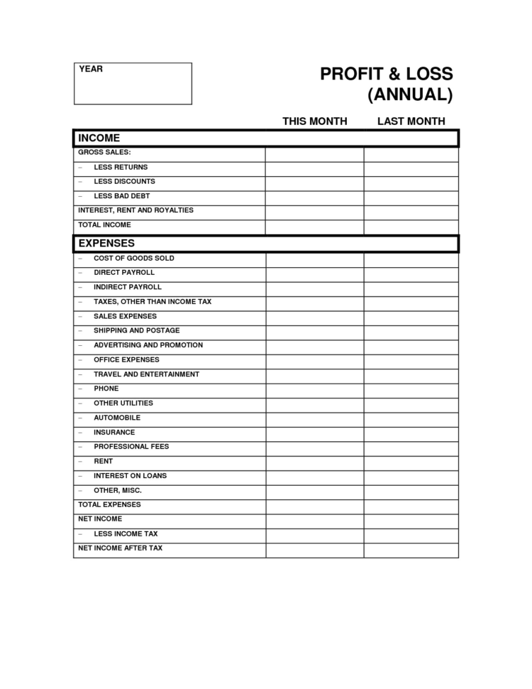 Profit And Loss Statement Excel Spreadsheet Regarding Profit And Loss Statement Excel Template  My Spreadsheet Templates