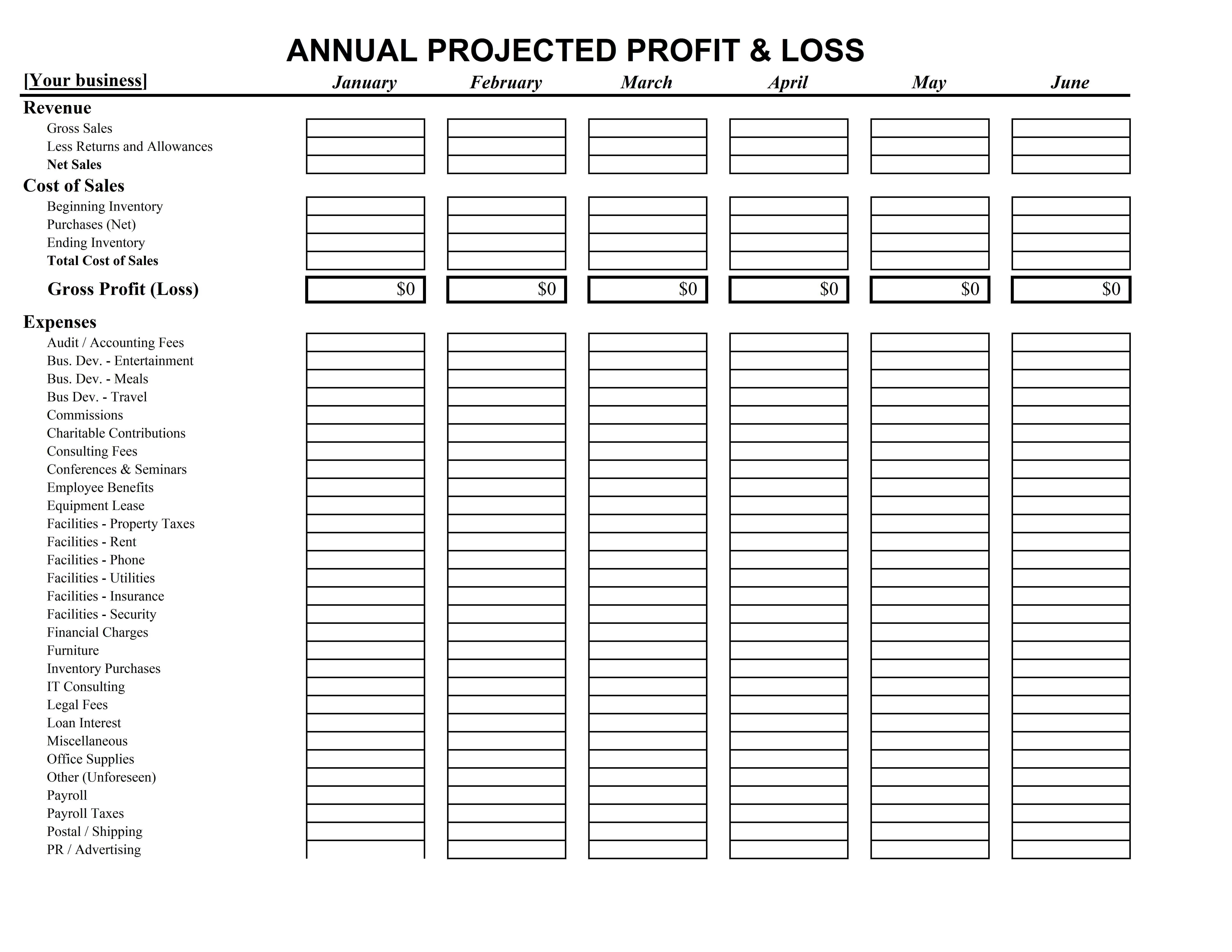 Profit Loss Spreadsheet Within Business Profit And Loss Spreadsheet Statement Invoice Template