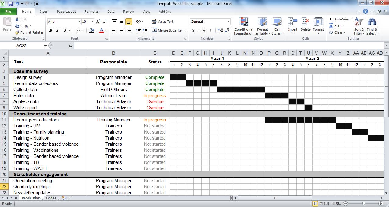 cara membuat project planner excel