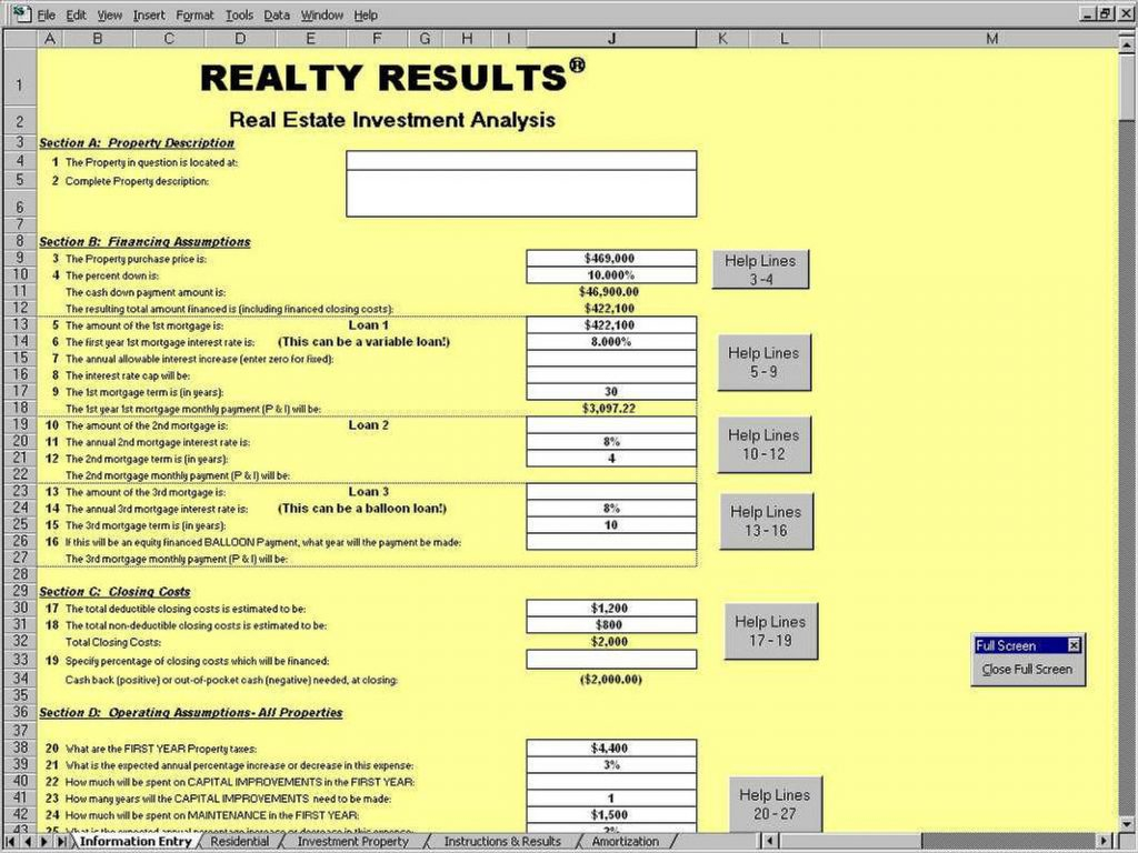 Property Investment Analysis Spreadsheet Throughout Free Rental Property Investment Analysis Calculator Excel