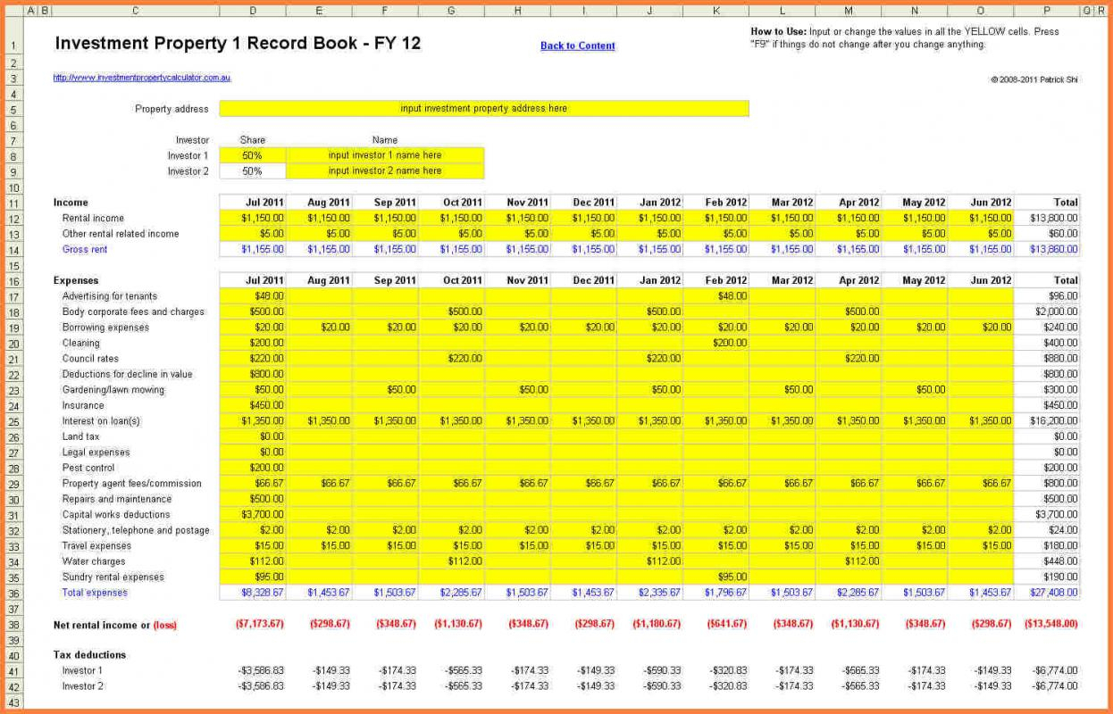 Property Management Spreadsheet Template Free In Property Management 