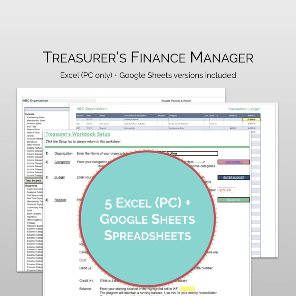 Pta Accounts Spreadsheet For Pta / Pto Treasurer's Finance Manager: Treasurer Software  Etsy