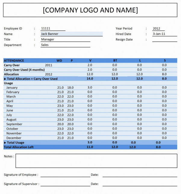 Pto Tracking Spreadsheet Excel within Excel Pto Tracker Template New