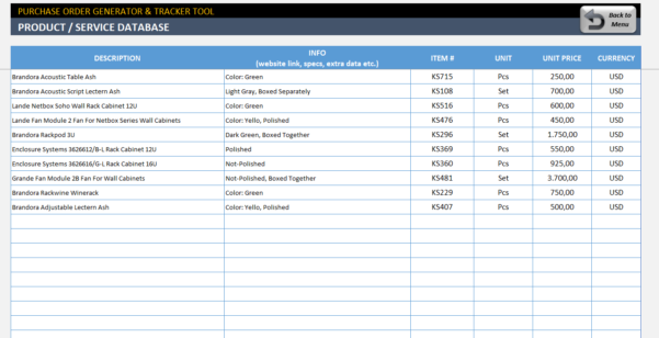 Purchase Order Tracking Excel Spreadsheet — Db 5101